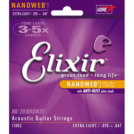 Corzi chitara acustica Elixir Nanoweb extra light 010-047